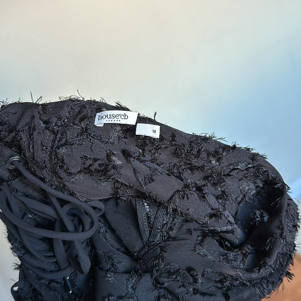 House of CB ‘Seren’ Black Floral Lace Back Maxi Dress NWOT size M‎ regular A-C - Picture 6 of 12